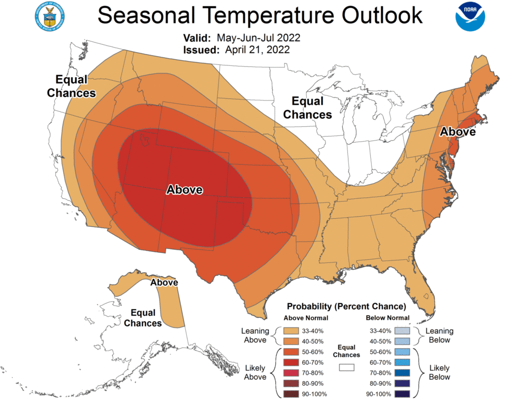 temperature outlook for May-July 2022