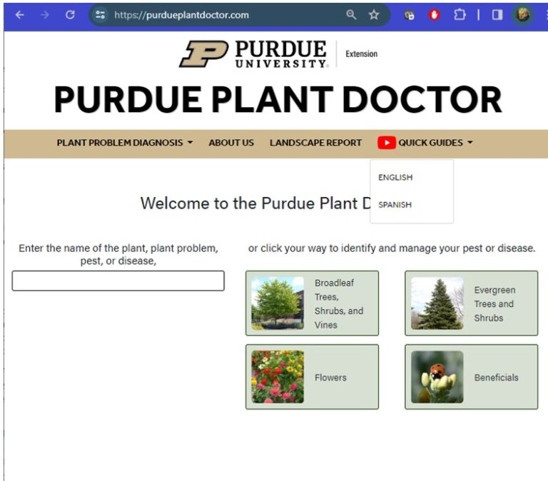 : Links to the English and Spanish Versions of the Quick Guide Video Series are Available at PurduePlantDoctor.com