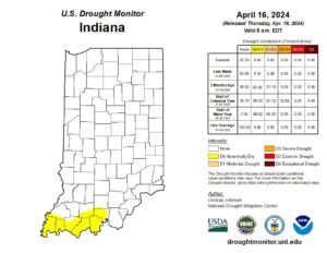 Figure 1. U.S. Drought Monitor conditions for data collected through Tuesday, April 16, 2024.